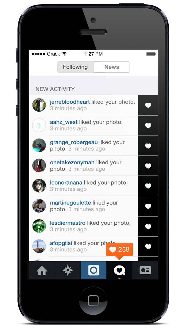 iPhone Screenshot of Instagram Likes